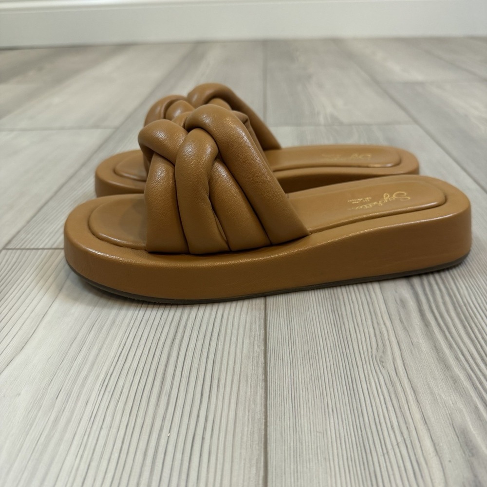 Seychelles Tan Braided Platform Slide Sandals